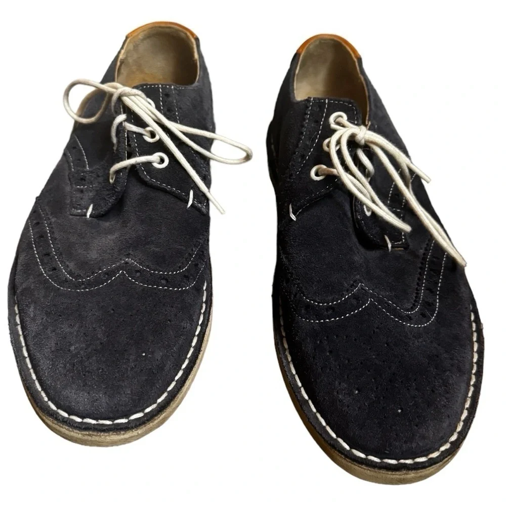 TED BAKER LONDON Men's US 8 Suede Leather Wingtip Oxford Derby Shoes Jamfro Blue